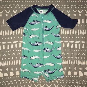 Whale print one piece baby swim suit